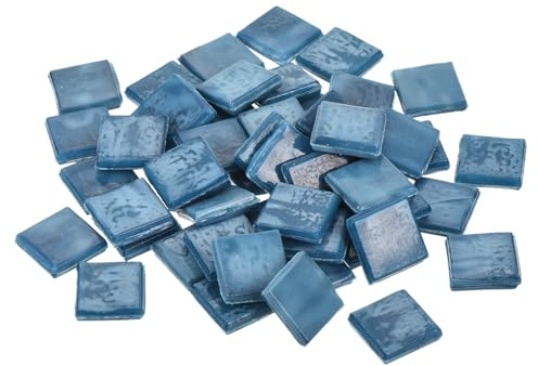 QUARKZMAN Mosaikfliesen, Glasmosaik Mosaiksteine zum Basteln Mini Mosaikfliese DIY Hobbys Handgemachter Kristall Freier Handwerksmaterial Kreativität (Dunkelblau Packung mit 50)