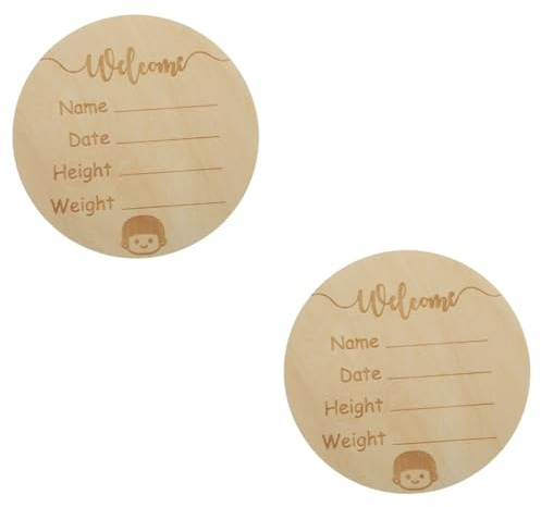 VICASKY 2stücke Runder Holz-namen-schild Für Geburtsankündigung Deko Für Babyzimmer Und Neugeborene Holzschild Für Erinnerungen An Wichtige Momente