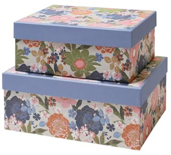 Rössler Papier 13491530000 - Boîte cadeau avec couvercle Vivian, set de 2 boîtes, Boîtes en carton rectangulaires