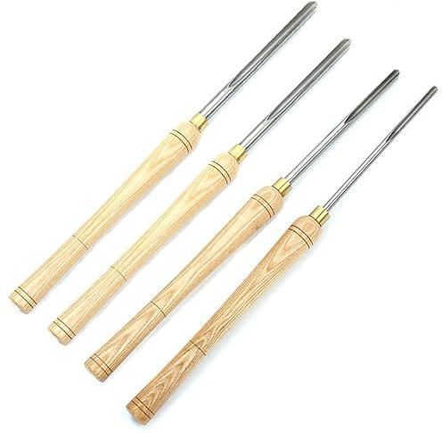 COQALINEX Woodworking Tools,Bowl Gouge Set Includes 1/4 3/8 1/2 5/8, 4Pcs HSS Lathe Chisel Spindle Bowl Gouges Woodworking Tool with Hardwood Handles Brass Ferrules