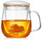 Tasse à thé en verre avec infuseur et couvercle 520 ml – Tasse en verre borosilicate pour feuilles en vrac, thé fleuri et sachets – Cadeau de Noël ou d'anniversaire parfait pour les femmes