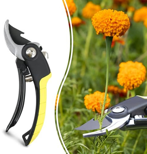 Colwelt Garden Secateurs, Ergonomic Professional Bypass Pruning Shears with Non-Stick Coating, Labor-Saving Garden Scissors with Safety Lock, Bypass Hand Pruners for Fresh Branches, Twigs