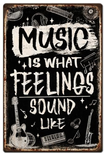 SUPERDANT Guitar Metal Signs Rock Music Tin Signs Musical Theme Wall Plaques Funny Poster Art for Man Cave Bar Club Music Room Garage Vintage Decor