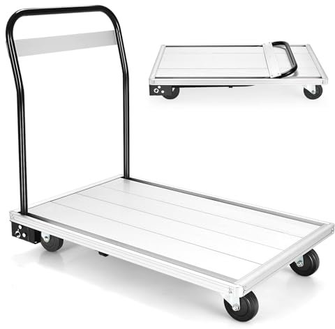 YYRHD-CZ Klappbarer Plattformwagen, Aluminium-Plattformwagen, Handkarren, Tragkraft 350 Kg, Geeignet for Den Transport Von Gepäckwagen Zu Hause, Gewerblich, In Der Garage