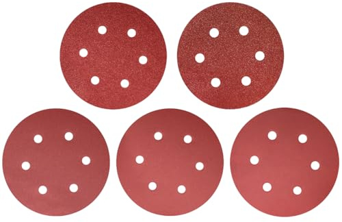 MECCION 150 mm Discos de lijado 50 unidades Almohadillas de disco para lijadora 6 pulgadas 6 agujeros Papel de lija de gancho y bucle para lijadora orbital aleatoria (40/80/120/180/240 Grano)