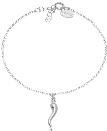 Louis Ciocchetti dal 1887 Bracciale Argento 925 con Corno Portafortuna, catenina colore oro Regolabile, Idea Regalo Uomo e Donna, Made in Italy