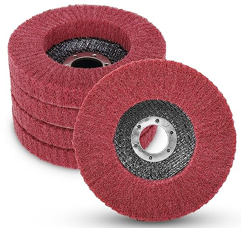 SI FANG 125mm Edelstahl Polierscheibe 320er Korn für Winkelschleifer | 5 Stück Schleifvlies Metall, Nylonfaser Fächerscheibe Zur Entrostung