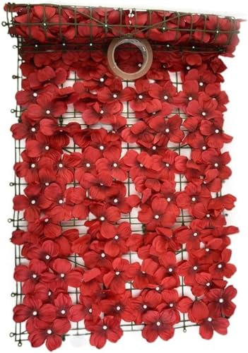 Generisch Künstliche Efeu Hecke Sichtschutz, Efeu Sichtschutz, Balkon Sichtschutz Efeu, Sichtschutz Balkon Blätter, für Balkon Outdoor Garten Wandmatte Dekoration,50 x 100 cm (Rot)