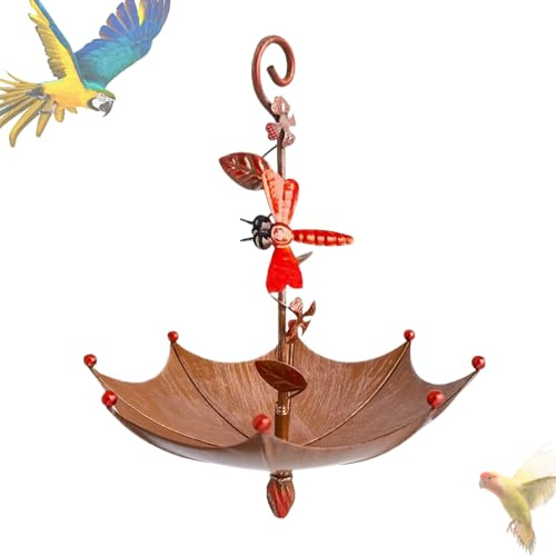 Distribuidores De Alimentos Para Pájaros Silvestres,Alimentador Colgante Para Colibríes - Bandeja Alimentos Pájaros en Forma De Paraguas Decorativo Antiderrame para Jardín