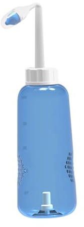 BAZEITFLOW Botella de Enjuague Nasal de Plástico 500 Ml 2 Boquillas para Limpieza Nasal de Adultos y Niños Uso Fácil Control Botón