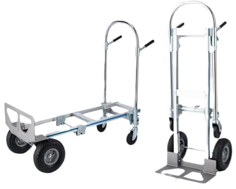 OUYUE Durevole Carrello Portapacchi Carrello A Mano in Lega di Alluminio, Carrello A Mano Convertibile for Impieghi Gravosi, Ruote Pneumatiche for Traslochi Carrello con Ruote Portatutto