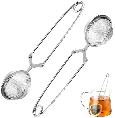 2 Stück Teesieb aus Rostfreiem Edelstahl, 4.5 cm Teekugel Sieb, Teesiebe für Losen Tee, für Tasse,Tea Infuser,Runden Teekugel, Feinmaschiger Teefilter, Silber