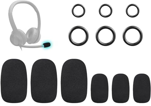 SOULWIT Mikrofonabdeckung für Logitech Kopfhörer - (3 kleine + 3 große) | für Logitech H390, G432, G733, G, H, G Pro und Zone Serien Kopfhörer