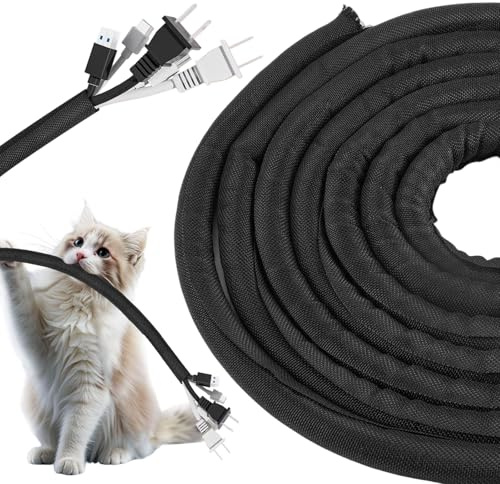 13mm x 3m Guaina Cavi Scrivania, Guaina Cavi Self-Closing Raccogli Cavi, Flessibile Raccoglicavi Cable Antirofitori, Guainas Cavis Intrecciata, Flessibile Auto-Chiusura Copricavi, per Cablaggio