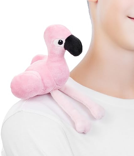 Zappi Co Shoulder Mates Flamingo Plush Magnet Stuffed Animal Toy, Fancy Dress Costume Accessories Shoulder Pals, Cute Plushies Gift Present for 3-8 Year Old Girls