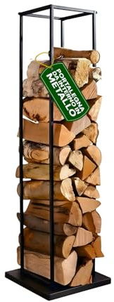 Avilia – Portalegna da Interno in Metallo 33×33×115 cm per Camino e Stufa, Design Verticale Salvaspazio, Facile da Montare e Ultra-Resistente, Ideale per Riporre Legna da Ardere