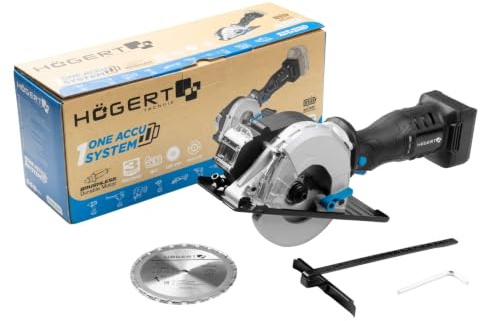 HÖGERT TECHNIK – borstlös battericirkelsåg 18 V mini cirkelsåg metall 120 mm 41,5 mm skärdjup 4000 RPM kompakt lätt aluminium skyddskåpa parallellstopp