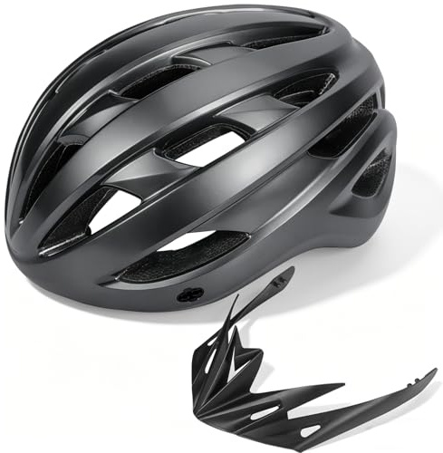 XUNIVERS Casco da bicicletta con luce,per uomo e donna,Taglia Regolabile,Misura del casco da bicicletta,per Tutte Le Forme di attività in Bicicletta,Visiera Rimovibile,1