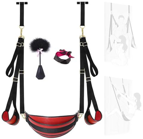Liebesschaukel Für Erwachsene 200kg Sex Tür Schaukel Sexschaukel Türrahmen Die Türe Bequem Luxus Extrem Ständer Delux Rot Sexschschaukel Leder Brett,red