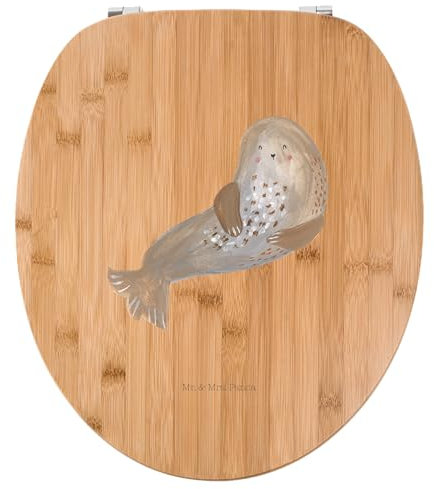Mr. & Mrs. Panda Motiv WC Sitz Robbe Lachen - Geschenk, Tiermotive, Klobrille, Meerestier, Nordsee, Robben, Toilettendeckel, WC-Sitz, Ostsee,