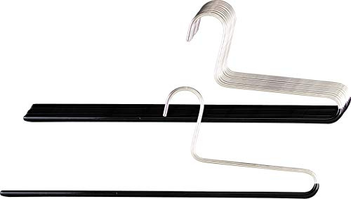MAWA Hosenbügel, Set mit 10 platzsparenden Kleiderbügel, ideal für Jeans, Stoffhosen und Anzughosen, mit antirutschbeschichtetem Steg, 38 cm, Schwarz