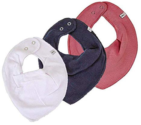 pippi Halstuch 3er Set Baby Halstücher Dreieckstücher (weiß-Rose-Navy)
