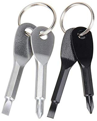 Clés de Tournevis de Poche 4 Pièces, Tournevis Porte-Clés, Mini-Tournevis, Ensemble de Porte-Clés, Tournevis à Tête Plate et Cruciforme, Matériel en Acier Moulé de Précision (Noir, Argent)
