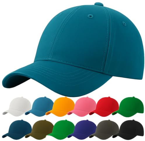 4sold Casquette Baseball Snapback Hip Pop Couleur Unie Ajustable 6 Panneaux Taille Unique Golf Hat Motorcycle Trucker Cap - Homme Femme (Turquoise)