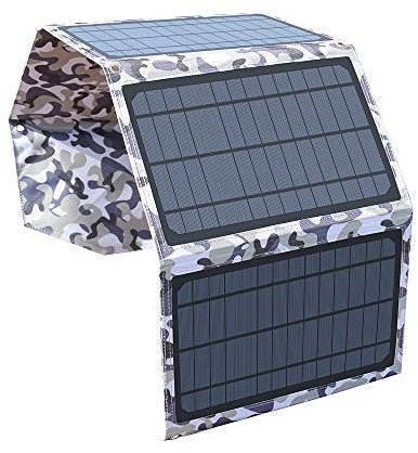 XINPUGUANG Caricatore Solare 28w Portatile USB 5v 3A Pannello Solare Pieghevole da Esterno per Smartphone, Tablet, Fotocamera, powerbank, Ventilatore, Ricarica da Viaggio in Campeggio (Camuffare)