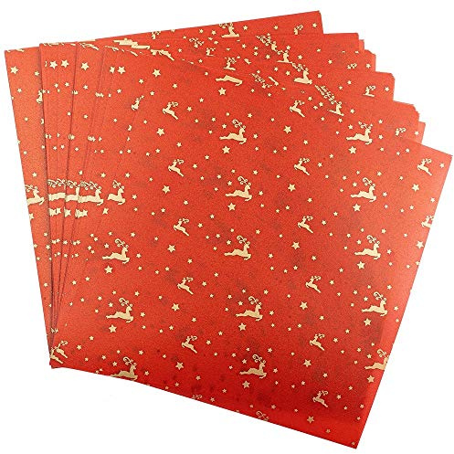 Ideen mit Herz transparent papper | 100 ark | premiumkvalitet | 110 g/kvm | tryckt | perfekt vikpapper för stjärnpyssel | transparent pysselpapper (körsbär | röd och guld, 20 x 20 cm)