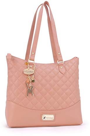 Catwalk Collection Handbags - Borsa a Spalla in Pelle Trapuntata - Tote Bag Donna - Borsa a Mano da Giorno Grande/Media - Sofia - Rosa Oro