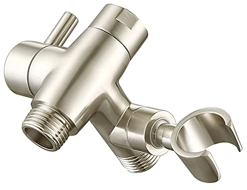 G-Promise Massiver Metall-Duscharm-Umsteller mit Halterung für Handbrause und festen Sprühkopf, G 1/2 3-Wege-Badezimmer-Universal-Umstellsystem Ersatzteil (gebürstetes Nickel)