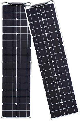 Módulo Solar Fotovoltaico Flexible 100W 12V 2 Piezas Kit Panel Solar 50W Cargador Solar Monocristalino con Conexión PV para caravanas, casas móviles y baterías 12V(2 * 50w)
