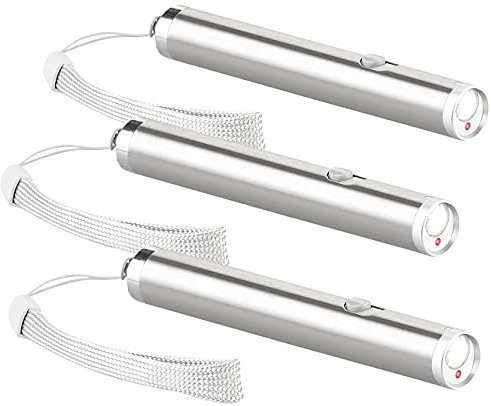 PEARL Mini Taschenlampe: 3er Pack 2in1-LED-Taschenlampe & Laserpointer, Edelstahl-Gehäuse (Mini Laserpointer, Stifte, Schlüsselanhänger)