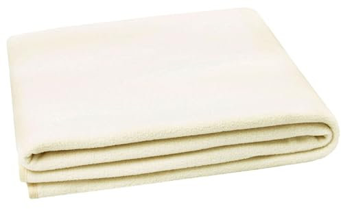 ZOLLNER Kuscheldecke in 130x170 cm - kuschelige und langlebige Fleecedecke - waschbar bis 95°C - hochwertiges Einfassband - antistatisch - Polyester - in Creme - Oeko Tex® Zertifiziert