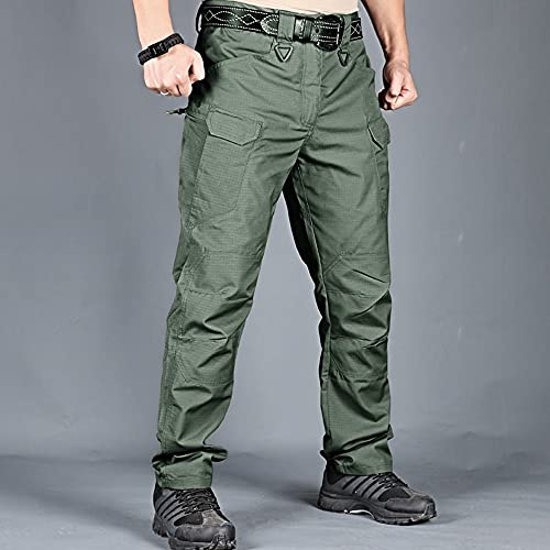 Pantaloni Tattici Impermeabili Da Uomo - Pantaloni Cargo Militari Di Grandi Dimensioni, Pantaloni Da Combattimento Maschili Traspiranti Swat Army Tinta Unita, Pantaloni Da Lavoro S-6Xl,Verde,6Xl