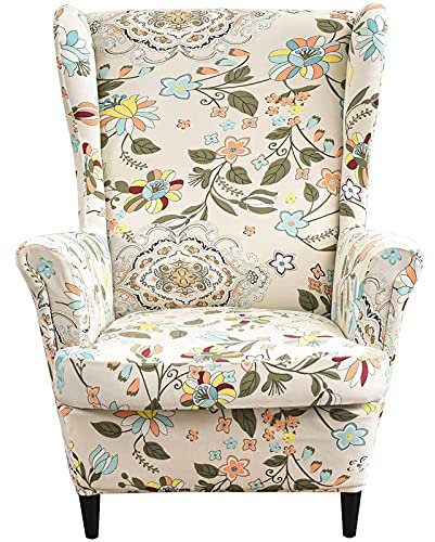 YCDZSW 2 Stück-Ohrensessel Überzug Bezug, Sesselhusse mit Kissenbezug, Gute Qualität Jacquard Sofa-Schonbezug, Elastisch Stretch Sesselbezug (Stil # 13)