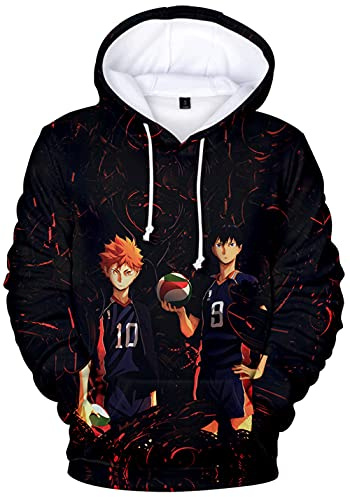 YIMIAO Unisex 3D Haikyuu Manga Anime Pullover Volleyball Junior Kapuzenpullover Outwear Herren Damen Karasuno High School Hoodie(S)