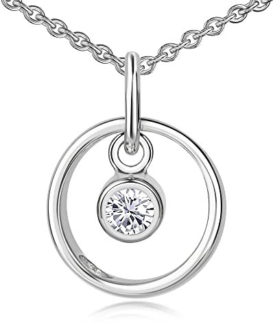 Xaana Taufkette Taufring mit einem ausgestanztem Herzchen und Zirkonia-Einhänger inkl. Kette 36/38 cm 925er Sterlingsilber rhodiniert AMZ0577