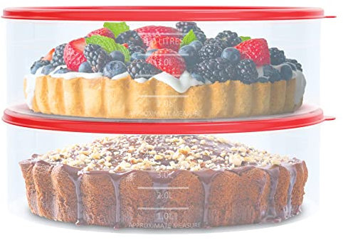 Kuchen-Aufbewahrungsbehälter mit Deckel, 26,7 cm, groß, rund, Kunststoff, für Cupcakes, Käsekuchen, Muffins, Flan, Kekse, Tortilla-Halter, luftdicht, 4 Stück