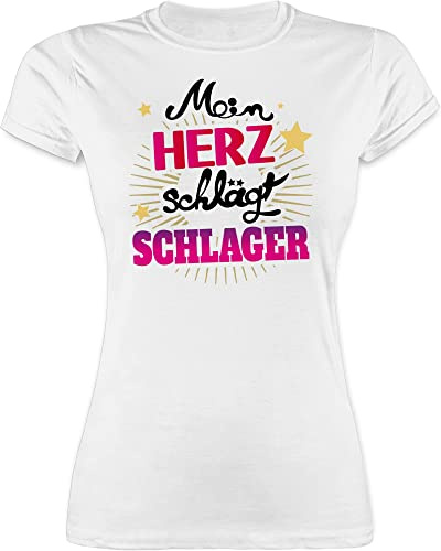 Shirtracer - Shirt Damen - Party - Mein Herz schlägt Schlager Outfit Schlagerparty I