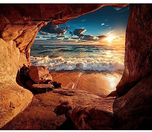 murando - Fototapete Premium-Vlies Steine 100x70 cm Vlies Tapeten Wandtapete XXL Moderne Wanddeko Design Wand Dekoration Wohnzimmer Schlafzimmer Landschaft Natur Strand Meer c-C-0142-a-a