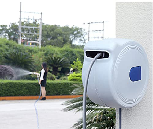 Klassische Schlauchbox, 15 M Automatisch Einziehbare, Widerstandsfähige, Leichte Halterungstrommel Mit 3-in-1-Spritzpistole, 150-Grad-Freischwingung Und Platzsparend, Für Autowäsche, Garten Im Freien