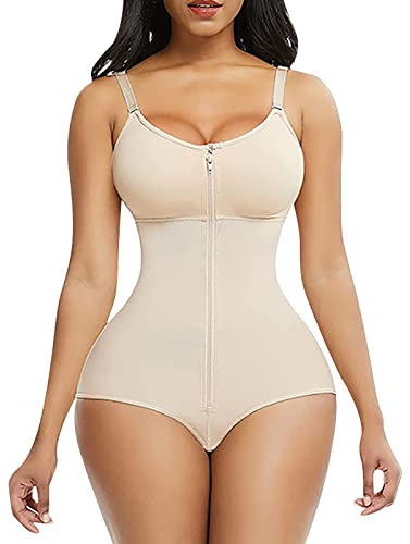 SRTUMEY Body gainant pour femme avec fermeture éclair YL0414, 1_Beige, S