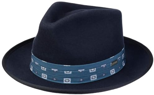 Stetson Smithfield Fedora Wollhut Einfarbiger Filzhut mit Stoffgarniturband Wasserabweisend Packable Herbst Winter