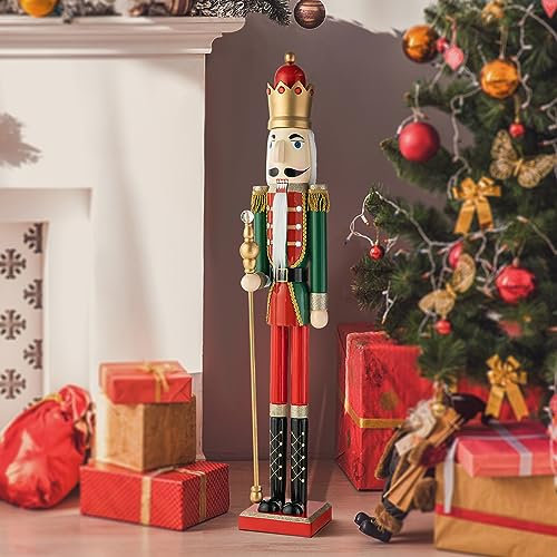 eUty Cascanueces de madera de 42 pulgadas de alto, decoración de cascanueces de Navidad, tamaño grande, decoración de Navidad, cascanueces, decoración para interiores y exteriores