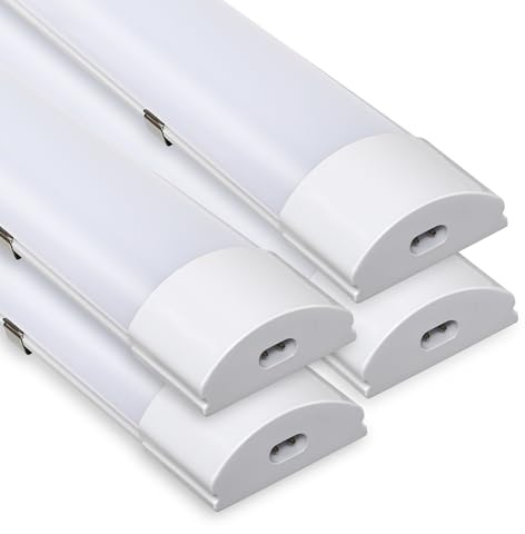 Sonnewelt 4er LED Feuchtraumleuchte 60 cm 18W, IP65 Wannenleuchte | 4er Set: 4000K Neutralweiß, IP65 wasserfest, komplette Wannenleuchte für Garage, Keller, Büro und Warenhaus.