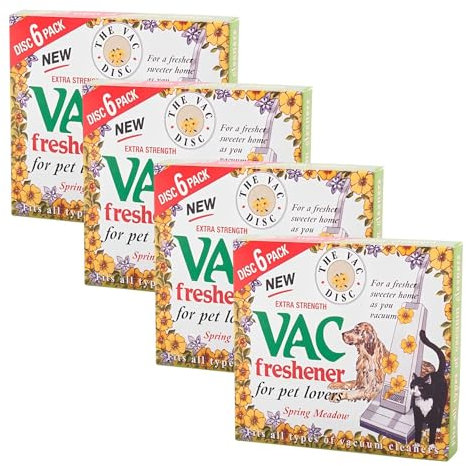 Vac Freshener Spring Medow Pet Friendly Vacuum Cleaner Air Freshener for Home Office Scent Discs Carpet Numatic Fresh Scented Vacuum Deodorizer Bags Extra Strength for Pet Lovers (PACK OF 4)