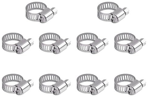 10Pcs Hose Clips 10-16mm Jubilee Clips Adjustable 304 Stainless Steel Hose Clamps Worm Drive Pipes Hose Clamps Clips