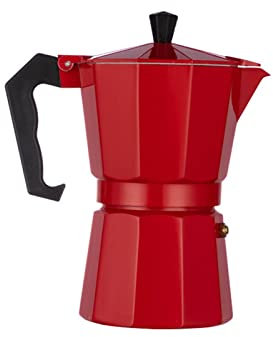 TEmkin Wasserkocher, Aluminium-Kaffeemaschine, Moka-Kanne, Espresso-Perkolator-Kanne, Moka-Kaffeekanne (Farbe: Rot)